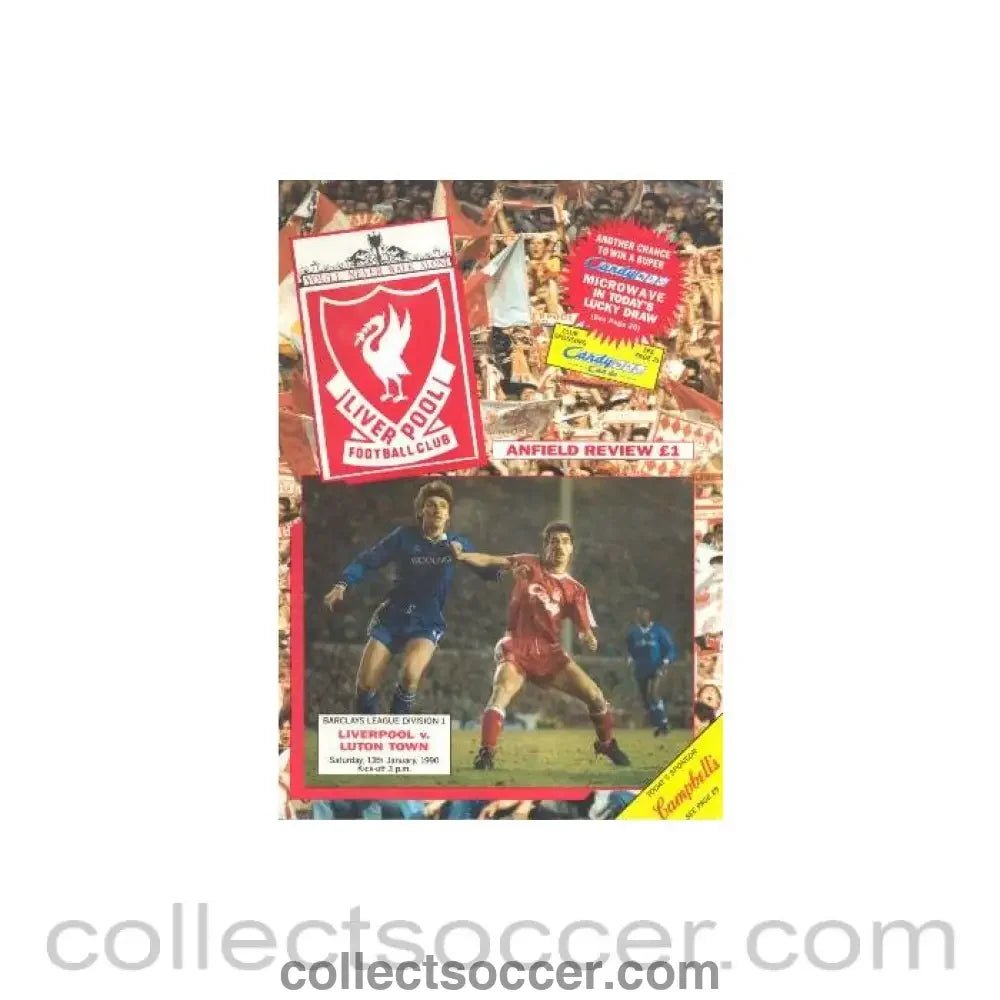 1990 - Liverpool v Luton Town official programme 13/01/1990 - Collect Soccer