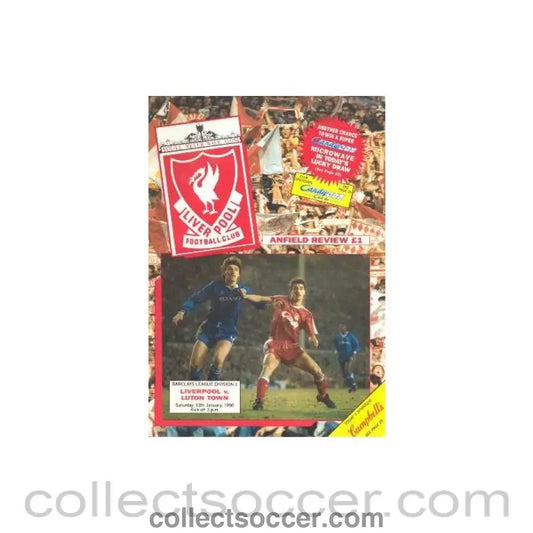 1990 - Liverpool v Luton Town official programme 13/01/1990 - Collect Soccer