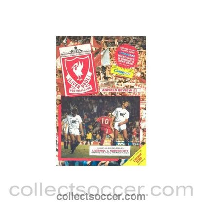 1990 - Liverpool v Norwich City official programme 31/01/1990 - Collect Soccer