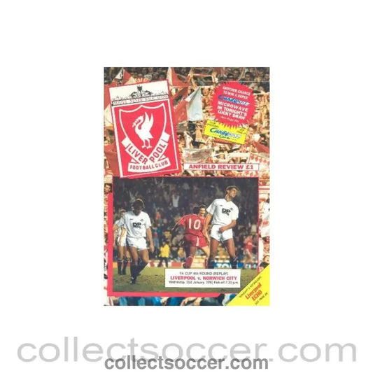 1990 - Liverpool v Norwich City official programme 31/01/1990 - Collect Soccer