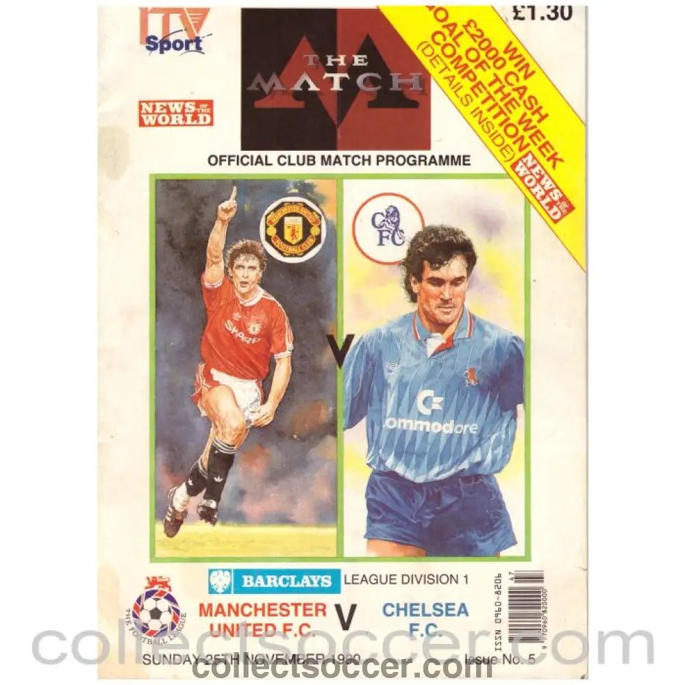 1990 - Manchester United v Chelsea football programme TV Edition 25/11/1990 - Collect Soccer
