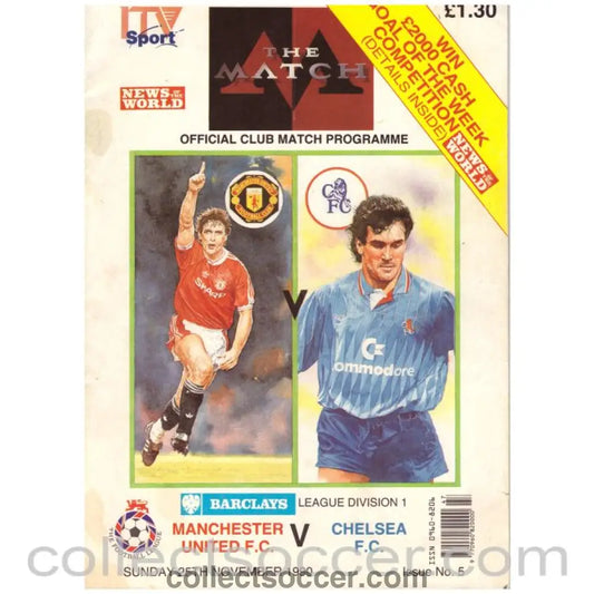 1990 - Manchester United v Chelsea football programme TV Edition 25/11/1990