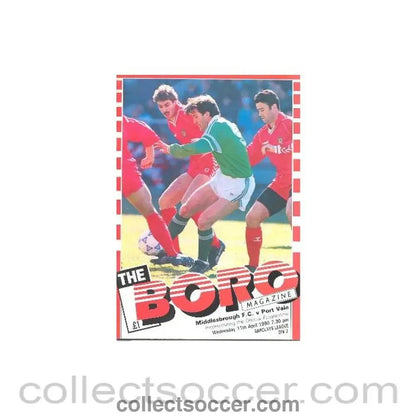 1990 - Middlesbrough v Port Vale official programme 11/04/1990 Barclays League - Collect Soccer