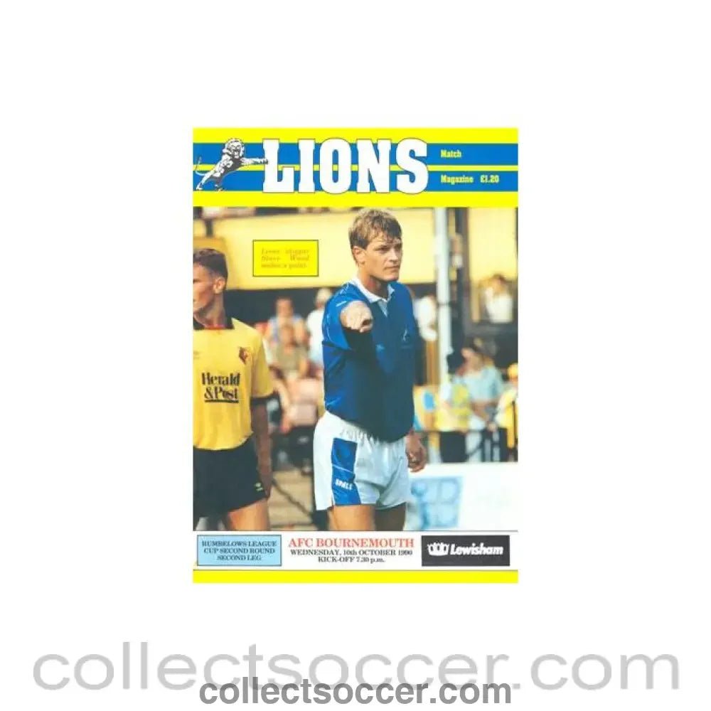 1990 - Millwall v Bournemouth official programme 10/10/1990 Rumbelows League Cup - Collect Soccer