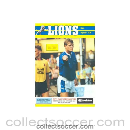 1990 - Millwall v Bournemouth official programme 10/10/1990 Rumbelows League Cup - Collect Soccer