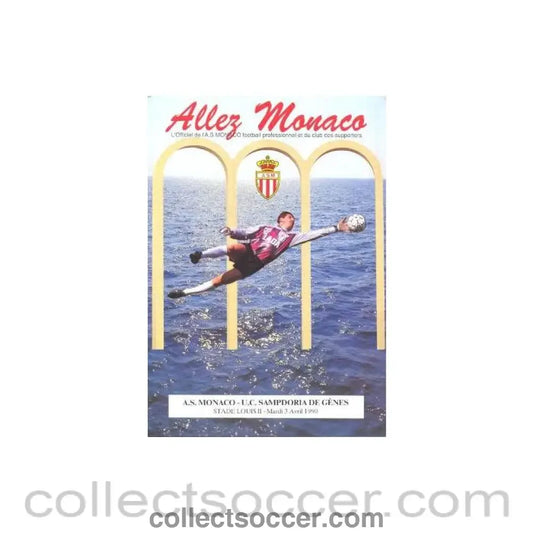 1990 Monaco v Sampdoria official programme 03/04/1990
