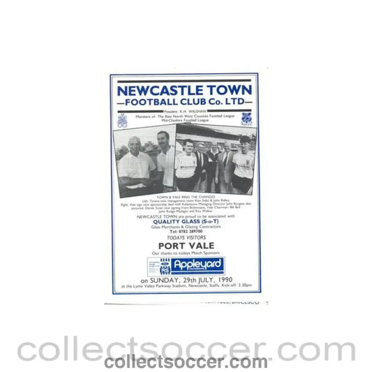 1990 - Newcastle Town v Port Vale official programme 29/07/1990 Pre - Season Friendly - Collect Soccer