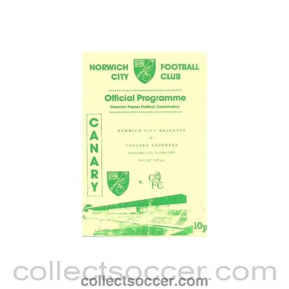 1990 - Norwich City vChelsea official programme 10/10/1990 - Collect Soccer