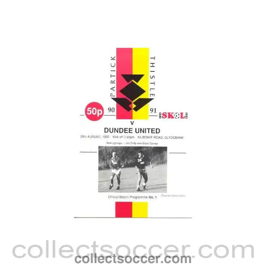 1990 - Partick Thistle v Dundee United official programme 28/08/1990 Skol Cup - Collect Soccer