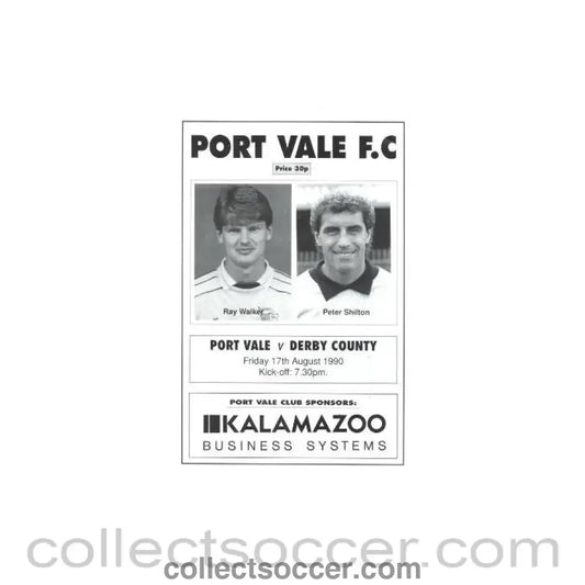1990 - Port Vale v Derby County official programme 17/08/1990 - Collect Soccer