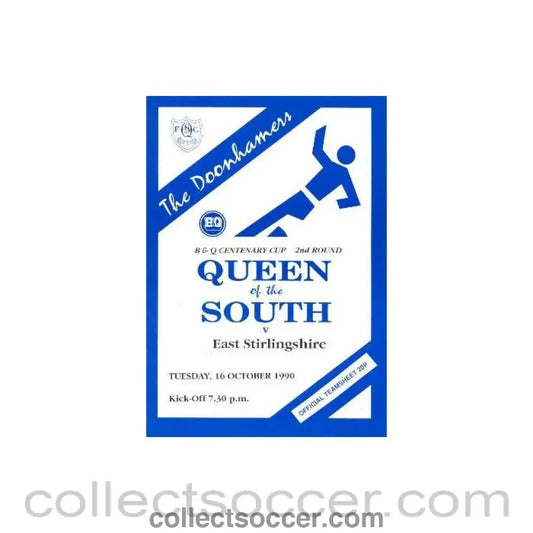 1990 - Queen Of The South v East Stirlingshire official programme 16/10/1990 B & Q Centenary League Cup - Collect Soccer