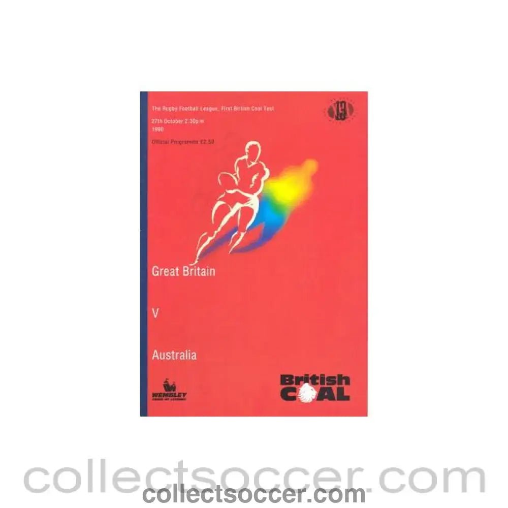 1990 - Rugby - Great Britain v Australia official programme 27/10/1990 - Collect Soccer