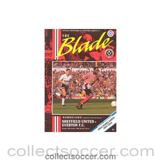 1990 - Sheffield United v Everton official programme 30/10/1990 Rumbelows League Cup - Collect Soccer