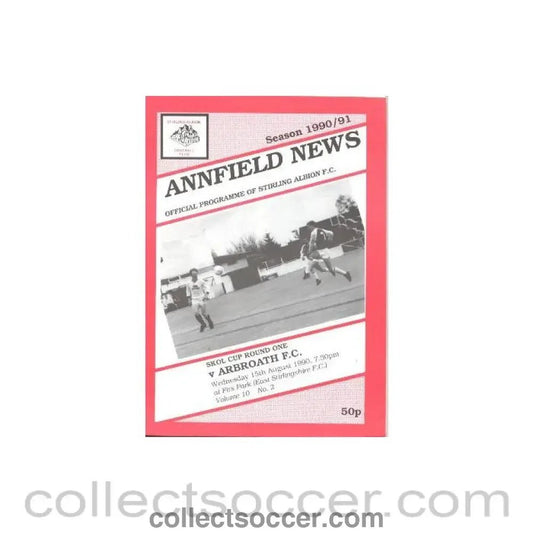 1990 - Stirling Albion v Arbroath official programme 15/08/1990 Skol Cup - Collect Soccer