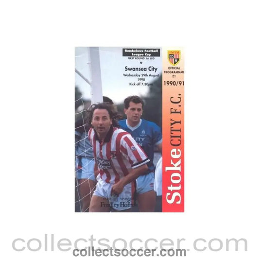 1990 - Stoke City v Swansea City official programme 29/08/1990 Rumbelows Football League Cup - Collect Soccer