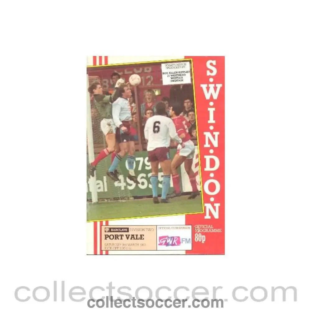 1990 - Swindon Town v Port Vale official programme 03/03/1990 - Collect Soccer