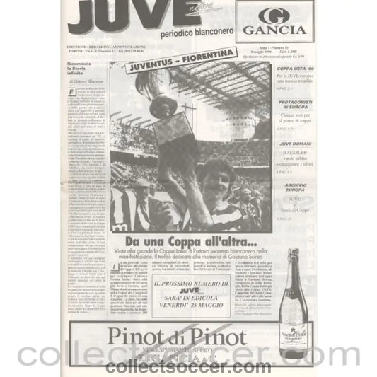 1990 UEFA Cup Final Official Programme Juventus v Fiorentina