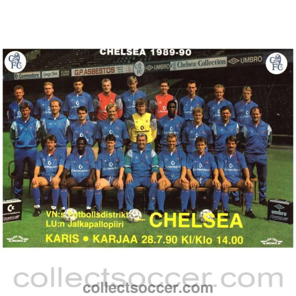 1990 - Vastnyland v Chelsea Football Programme 28/07/1990 with Teamsheet - Collect Soccer