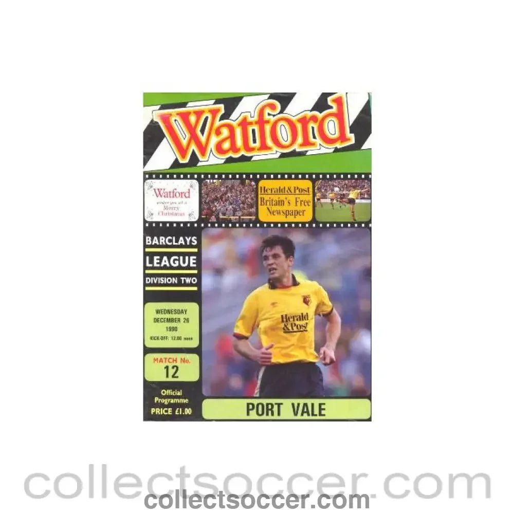 1990 - Watford v Port Vale official programme 26/12/1990 - Collect Soccer