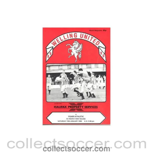 1990 - Welling United v Fisher Athletic official programme 13/01/1990 F.A. Trophy - Collect Soccer