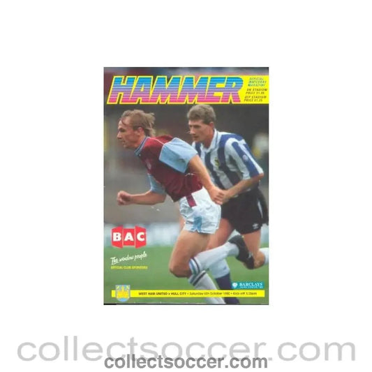 1990 - West Ham United v Hull City official programme 06/10/1990 - Collect Soccer