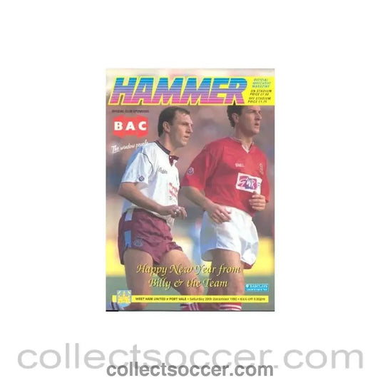 1990 - West Ham United v Port Vale official programme 29/12/1990 - Collect Soccer