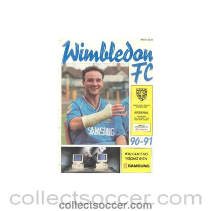 1990 - Wimbledon v Arsenal official programme 25/08/1990 League Cup - Collect Soccer