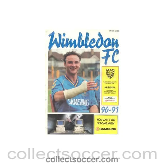 1990 - Wimbledon v Arsenal official programme 25/08/1990 League Cup