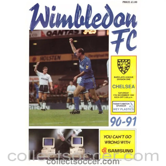 1990 Wimbledon v Chelsea Football Programme - Collect Soccer