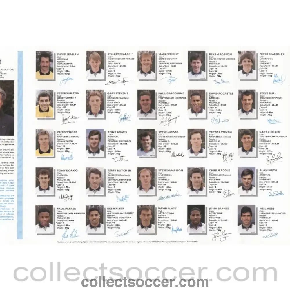 1990 World Cup England Media Brochure - Collect Soccer