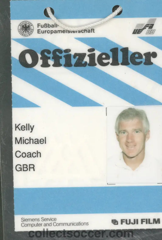 1990 World Cup England’s Goalkeeping Coach Michael Kelly’s Official Accreditation.