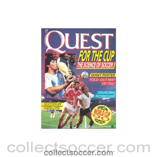 1990 World Cup - Quest for the Cup brochure with a Teams in the Finals poster - Collect Soccer