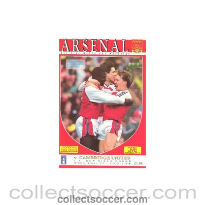 1991 - Arsenal v Cambridge United official programme 09/03/1991 F.A. Cup