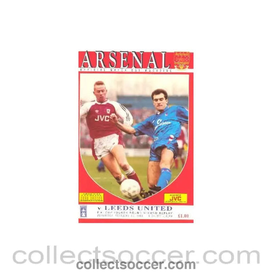 1991 - Arsenal v Leeds United official programme 13/02/1991 F.A. Cup second replay