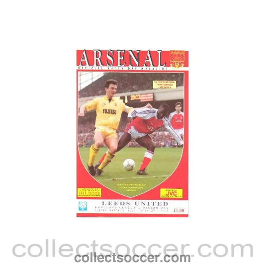 1991 - Arsenal v Leeds United official programme 17/03/1991 League Cup