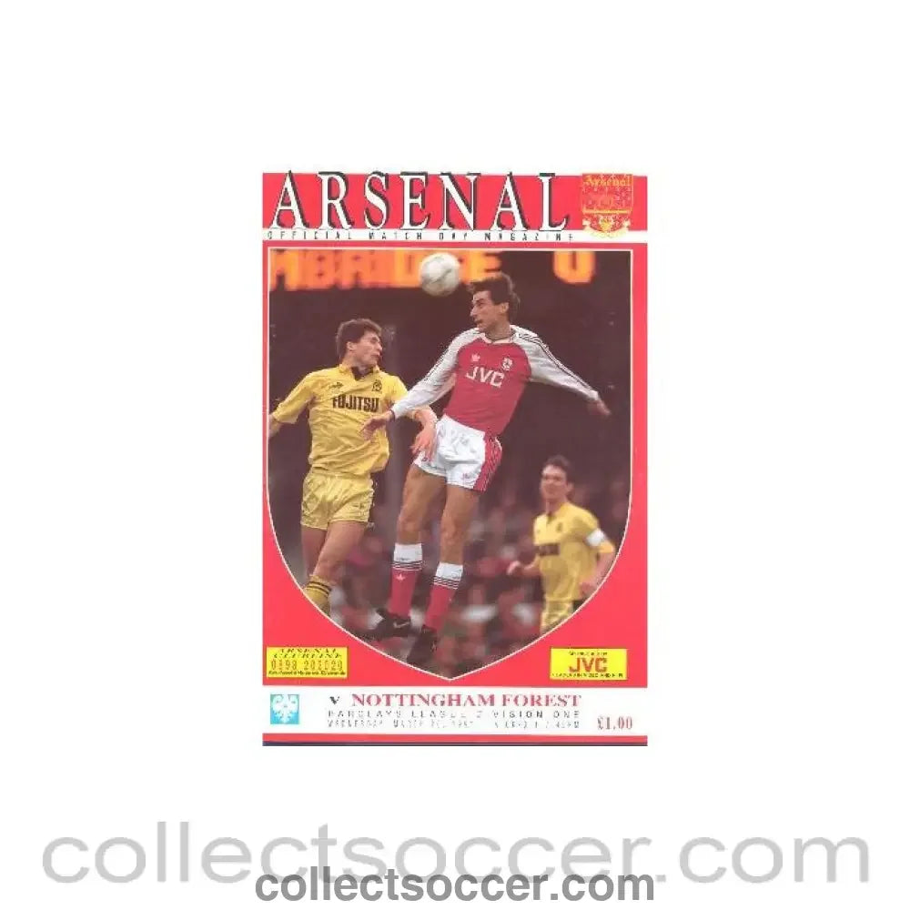 1991 - Arsenal v Nottingham Forest official programme 20/03/1991 League Cup