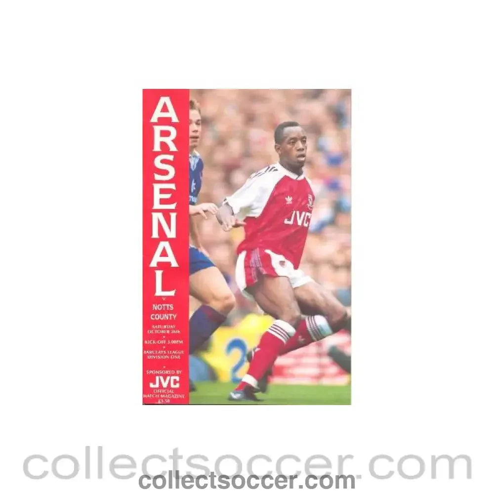 1991 - Arsenal v Notts County official programme 26/10/1991 Football League