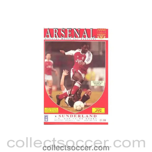1991 - Arsenal v Sunderland official programme 05/01/1991 F.A. Cup
