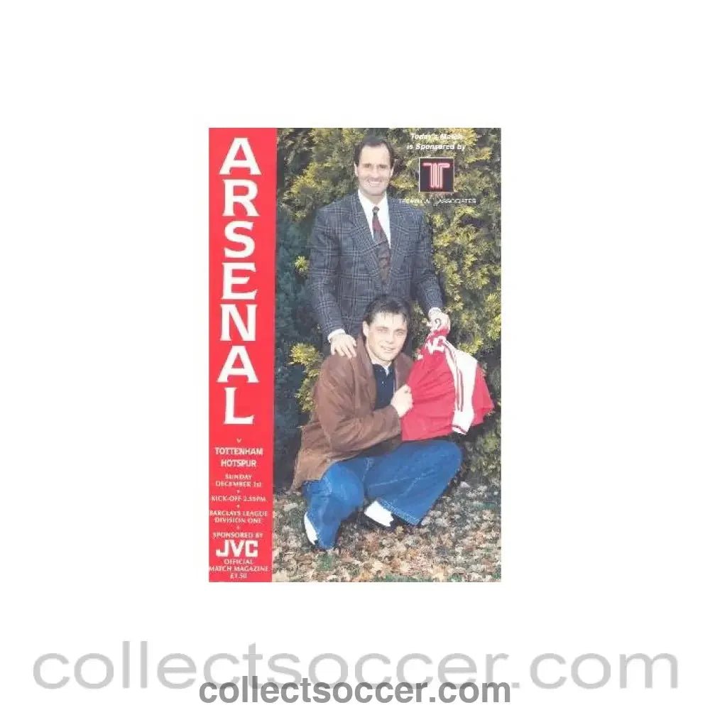 1991 - Arsenal v Tottenham Hotspur official programme 01/12/1991 Football League - Collect Soccer