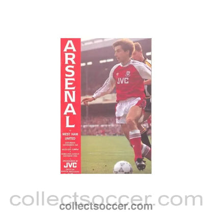 1991 - Arsenal v West Ham United official programme 02/11/1991 Football League
