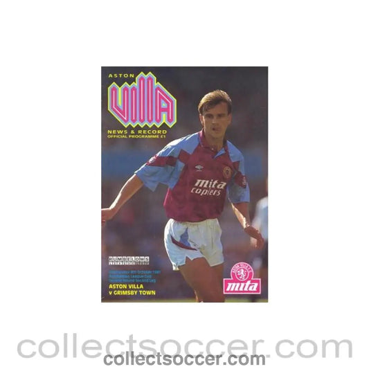 1991 - Aston Villa v Grimsby Town official programme 09/10/1991 Rumbelows League Cup - Collect Soccer