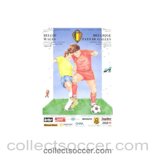 1991 - Belgium v Wales official programme 27/03/1991 - Collect Soccer