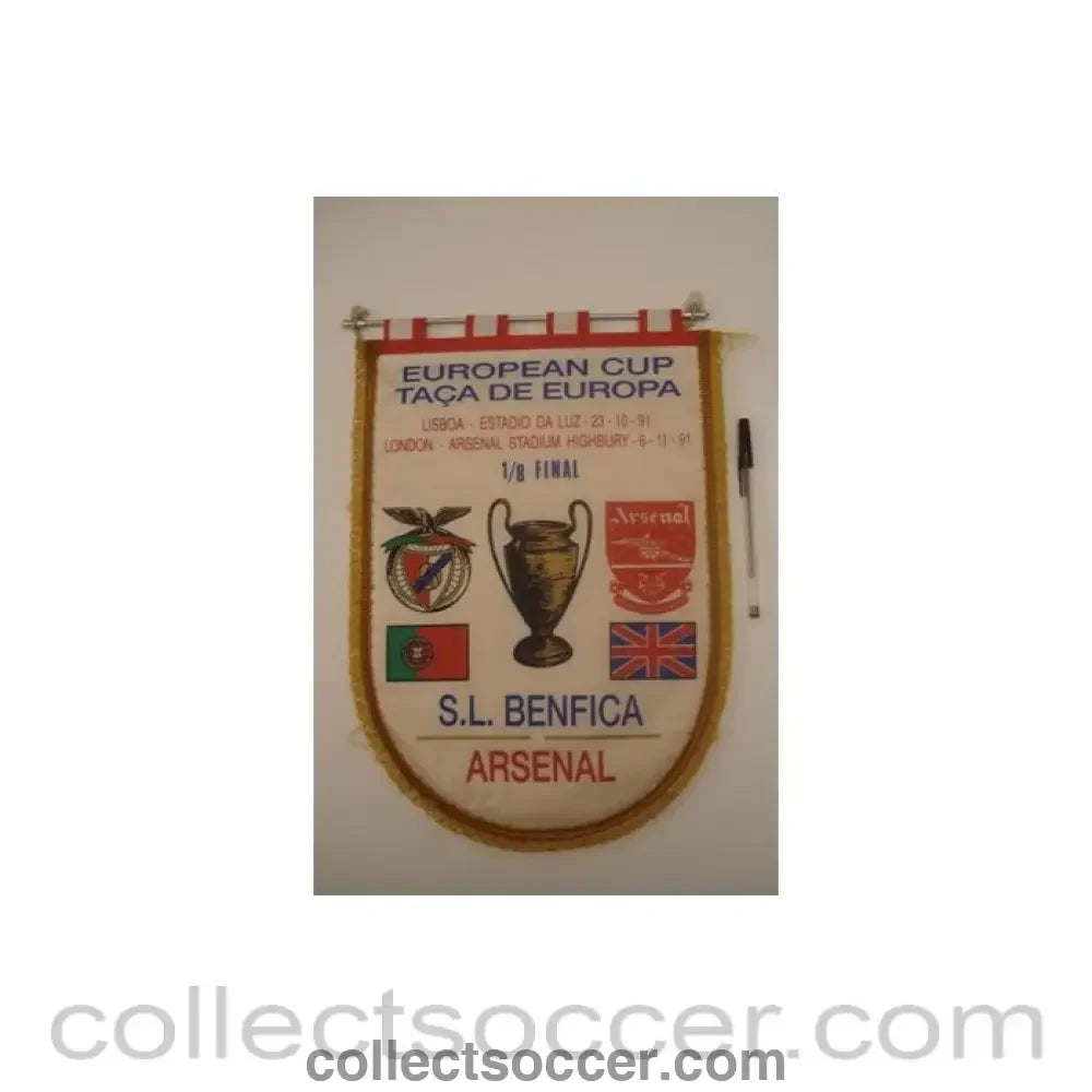 1991 - Benfica v Arsenal European Cup 1991-1992 pennant