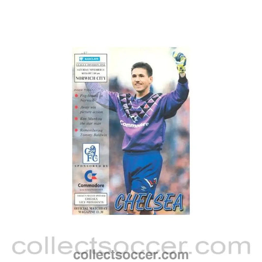 1991 - Chelsea v Norwich City official programme 16/11/1991 - Collect Soccer