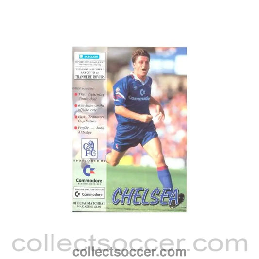 1991 - Chelsea v Tranmere Rovers official programme 25/09/1991