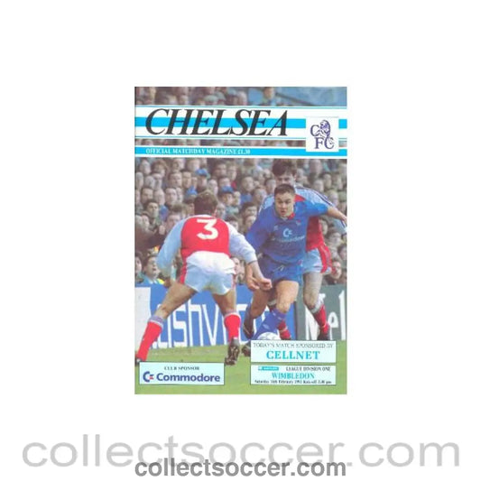 1991 - Chelsea v Wimbledon official programme 16/02/1991