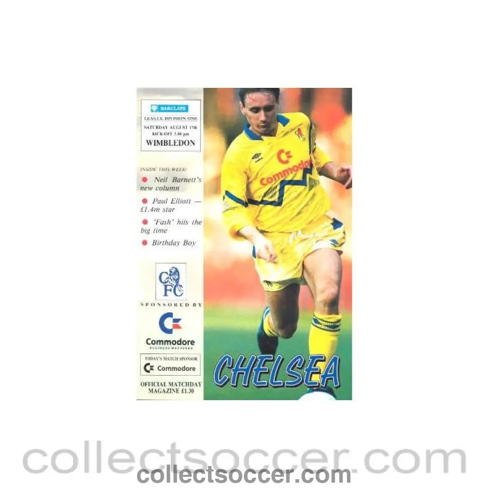 1991 - Chelsea v Wimbledon official programme 17/08/1991 - Collect Soccer