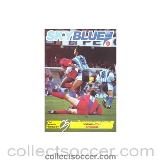 1991 - Coventry City v Arsenal official programme 30/10/1991 Rumbelows Cup - Collect Soccer