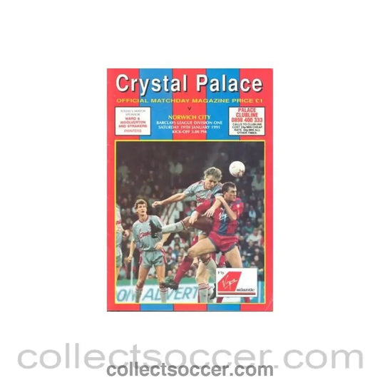 1991 - Crystal Palace v Norwich City official programme 19/01/1991 Football League - Collect Soccer