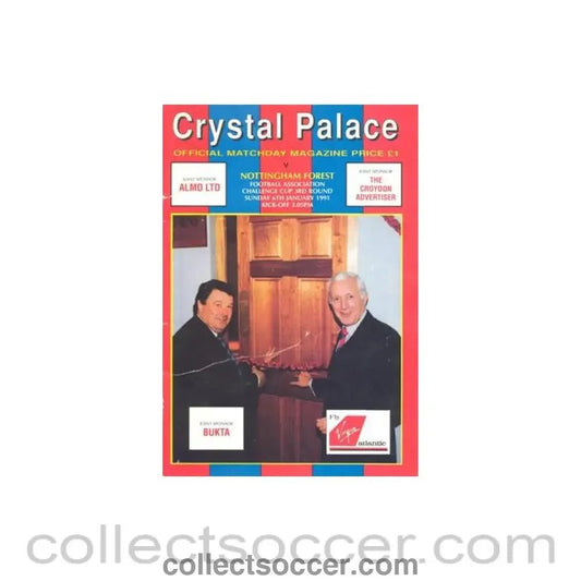 1991 - Crystal Palace v Nottingham Forest official programme 06/01/1991 F.A. Cup - Collect Soccer
